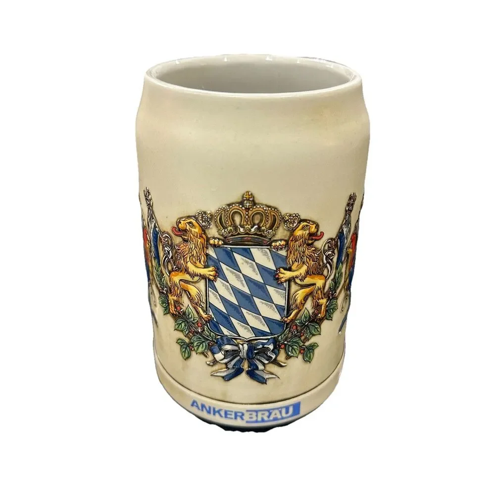 ANKER BRAU Beer Stein Bavaria Bayern Coat of Arms Germany Stoneware Mug 0.5L